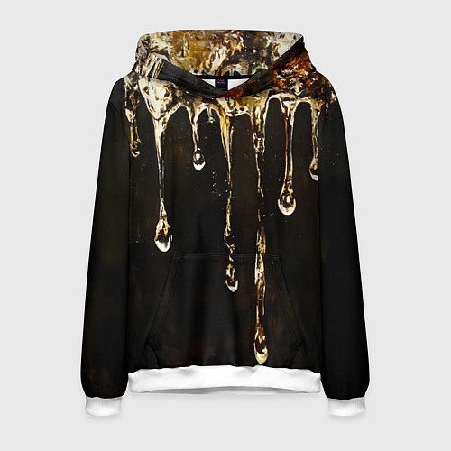 Мужская толстовка Мед на коричневой текстуре / 3D-Белый – фото 1