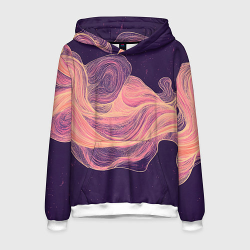 Мужская толстовка Бежевые волны текстура / 3D-Белый – фото 1