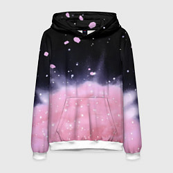 Толстовка-худи мужская Розовая текстура с лепестками, цвет: 3D-белый