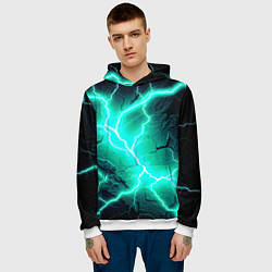 Толстовка-худи мужская Color light blue black, цвет: 3D-белый — фото 2