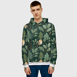 Толстовка-худи мужская Совы в лесу, цвет: 3D-белый — фото 2