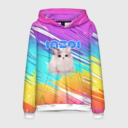 Мужская толстовка Inzoi кошечка на радужном фоне / 3D-Белый – фото 1