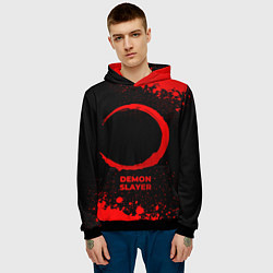 Толстовка-худи мужская Demon Slayer - red gradient, цвет: 3D-черный — фото 2