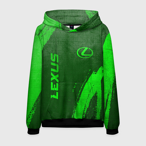 Мужская толстовка Lexus - green gradient вертикально / 3D-Черный – фото 1