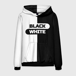 Толстовка-худи мужская Black white пополам, цвет: 3D-черный
