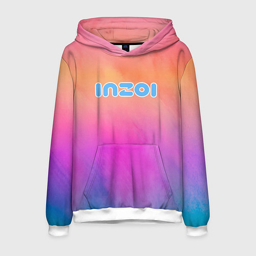 Мужская толстовка Inzoi розово-оранжевый фон / 3D-Белый – фото 1