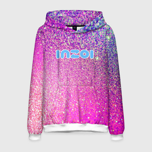 Мужская толстовка Inzoi лого и розовые блестки / 3D-Белый – фото 1
