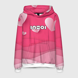 Толстовка-худи мужская Inzoi розовые сердечки, цвет: 3D-белый