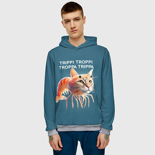 Мужская толстовка Trippi troppi troppa trippa - brainrot cat meme / 3D-Меланж – фото 3