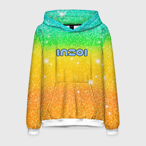 Мужская толстовка Inzoi зелено-желтый фон / 3D-Белый – фото 1