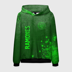 Толстовка-худи мужская Ramones - green gradient вертикально, цвет: 3D-черный
