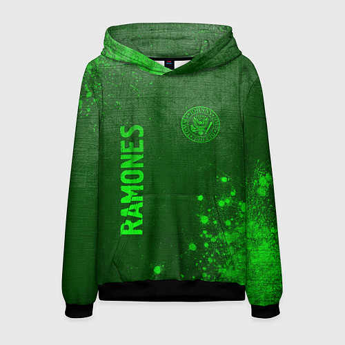 Мужская толстовка Ramones - green gradient вертикально / 3D-Черный – фото 1