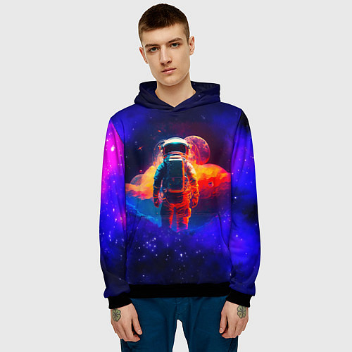 Мужская толстовка Огненный путь космонавта / 3D-Черный – фото 3