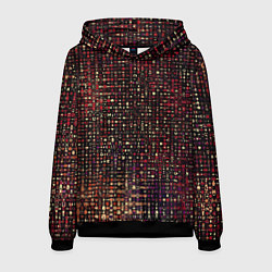 Толстовка-худи мужская Тёмный красный абстрактный мелкий паттерн, цвет: 3D-черный