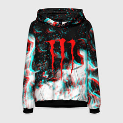 Толстовка-худи мужская Monster energy огонь глитч, цвет: 3D-черный