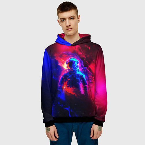 Мужская толстовка Космонавт в пламени / 3D-Черный – фото 3