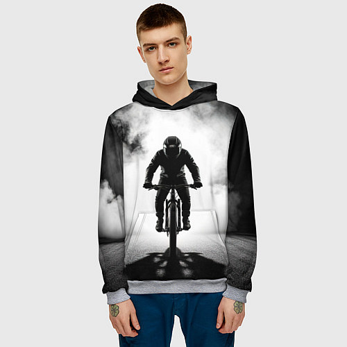 Мужская толстовка Трековый велосипед в дыму / 3D-Меланж – фото 3