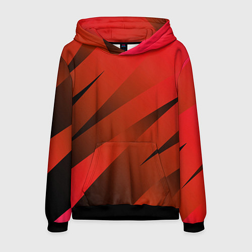 Мужская толстовка Красно-коричневый абстрактные полосы / 3D-Черный – фото 1