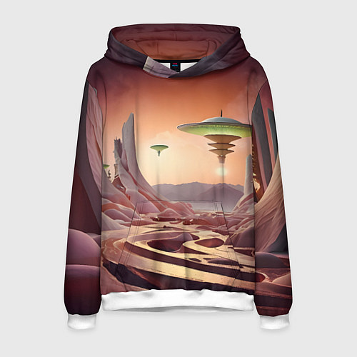 Мужская толстовка Фантастический инопланетный город / 3D-Белый – фото 1