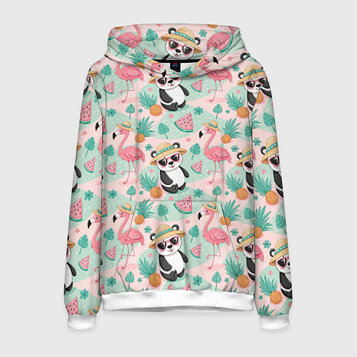 Мужская толстовка Панда фламинго лето ананас / 3D-Белый – фото 1