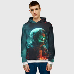 Толстовка-худи мужская Череп космонавта в скафандре, цвет: 3D-белый — фото 2