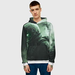 Толстовка-худи мужская Зеленый скелет космонавта, цвет: 3D-белый — фото 2