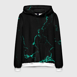 Толстовка-худи мужская Color black turquoise, цвет: 3D-белый
