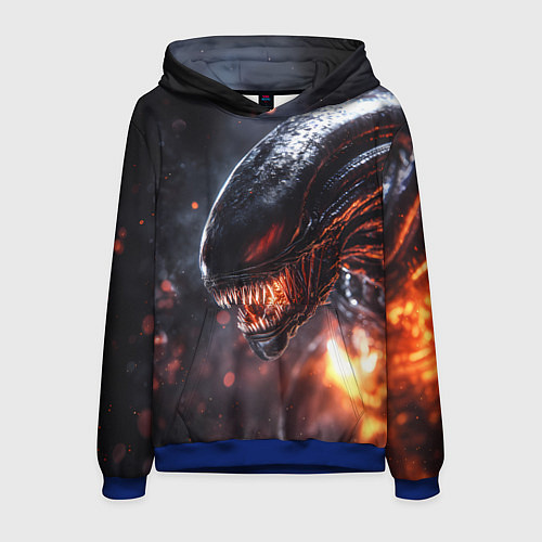 Мужская толстовка Голова Чужого из космоса / 3D-Синий – фото 1