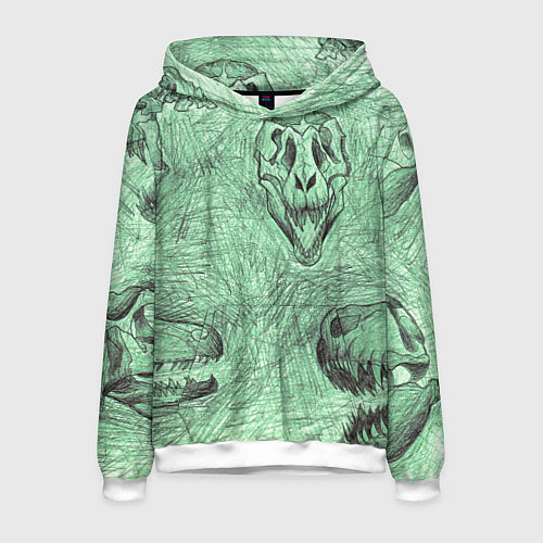 Мужская толстовка Черепа динозавров - эскиз / 3D-Белый – фото 1