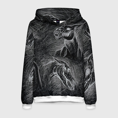 Мужская толстовка Черепа лошадей - эскиз / 3D-Белый – фото 1