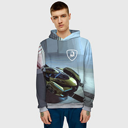 Толстовка-худи мужская Lamborghini - motorsport extreme, цвет: 3D-меланж — фото 2