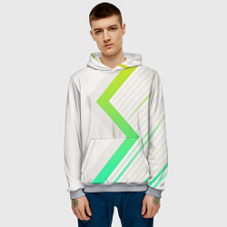 Толстовка-худи мужская Color white line green, цвет: 3D-меланж — фото 2