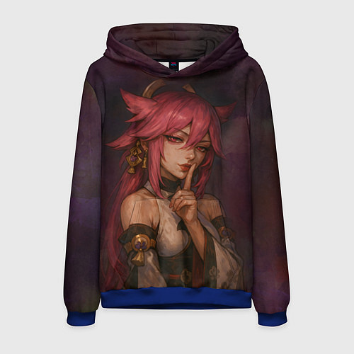 Мужская толстовка Яэ Мико жрица лисица / 3D-Синий – фото 1