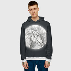 Толстовка-худи мужская Черепа лошадей - эскиз, цвет: 3D-белый — фото 2