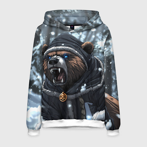 Мужская толстовка Зима - русский медведь / 3D-Белый – фото 1