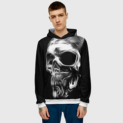 Толстовка-худи мужская Стилизованный череп, цвет: 3D-белый — фото 2