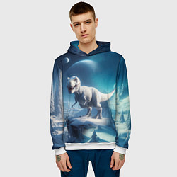 Толстовка-худи мужская Снежный динозавр - история вымирания, цвет: 3D-белый — фото 2