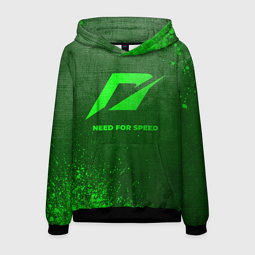 Мужская толстовка Need for Speed - green gradient / 3D-Черный – фото 1