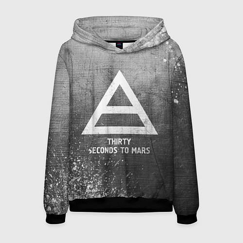 Мужская толстовка Thirty Seconds to Mars - grey gradient / 3D-Черный – фото 1