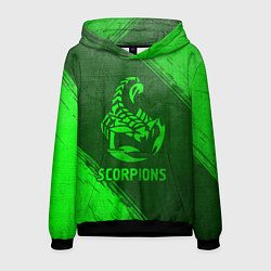 Толстовка-худи мужская Scorpions - green gradient, цвет: 3D-черный