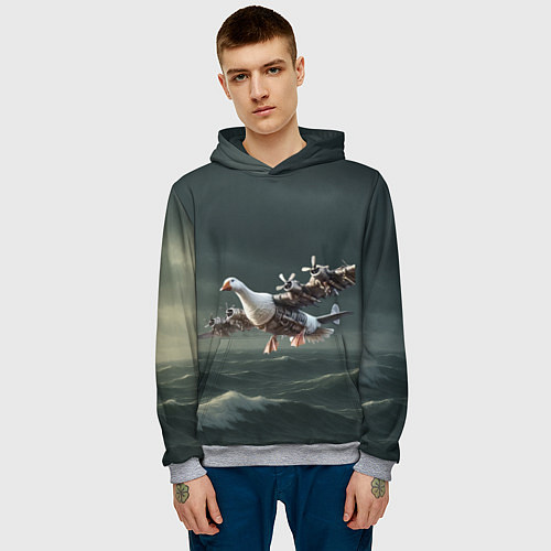 Мужская толстовка Бомбардито гусито мем / 3D-Меланж – фото 3