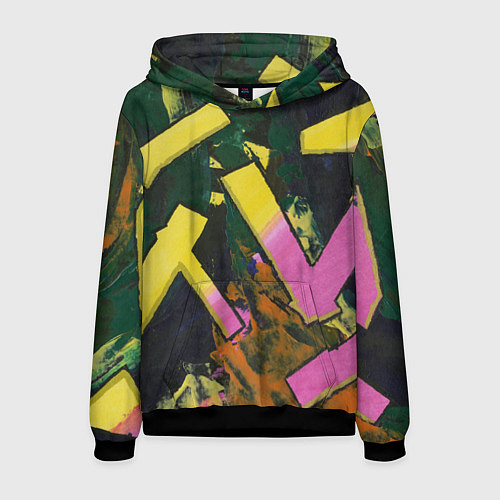 Мужская толстовка Yellow letters on black / 3D-Черный – фото 1