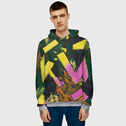 Толстовка-худи мужская Yellow letters on black, цвет: 3D-меланж — фото 2