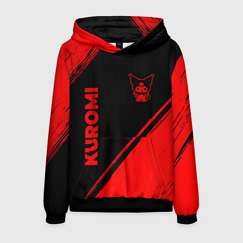 Мужская толстовка Kuromi - red gradient вертикально / 3D-Черный – фото 1