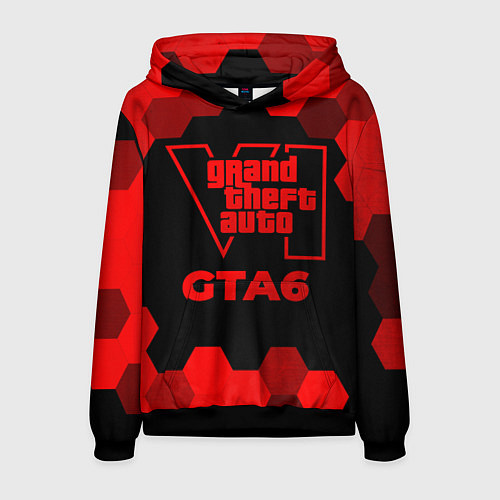Мужская толстовка GTA6 - red gradient / 3D-Черный – фото 1