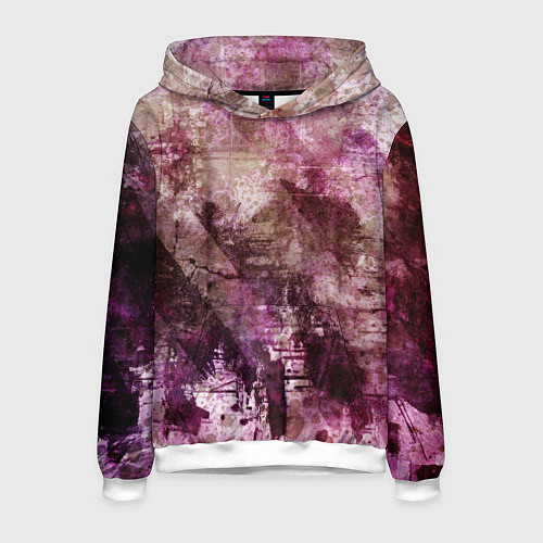 Мужская толстовка Абстракция - dark trash atom with violet / 3D-Белый – фото 1