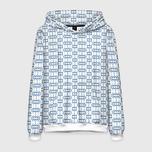 Мужская толстовка Синий геометрический узор на белом фоне / 3D-Белый – фото 1