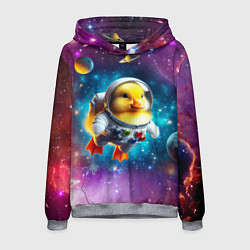 Толстовка-худи мужская Прикольный утёнок бравый космонавт - нейроарт, цвет: 3D-меланж