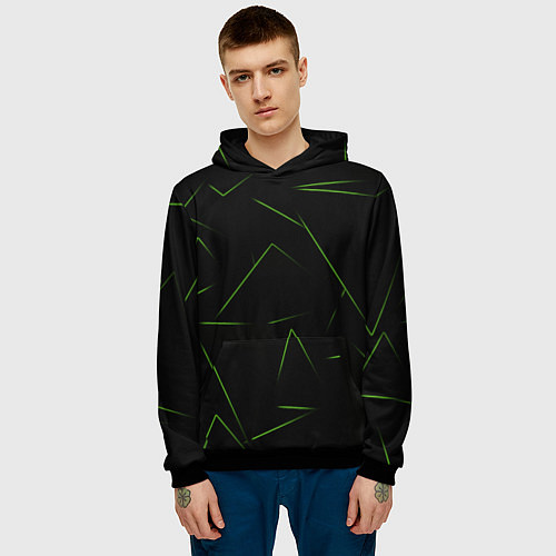 Мужская толстовка Color green line / 3D-Черный – фото 3