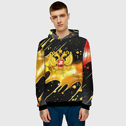 Толстовка-худи мужская Герб России и золотые кляксы, цвет: 3D-черный — фото 2